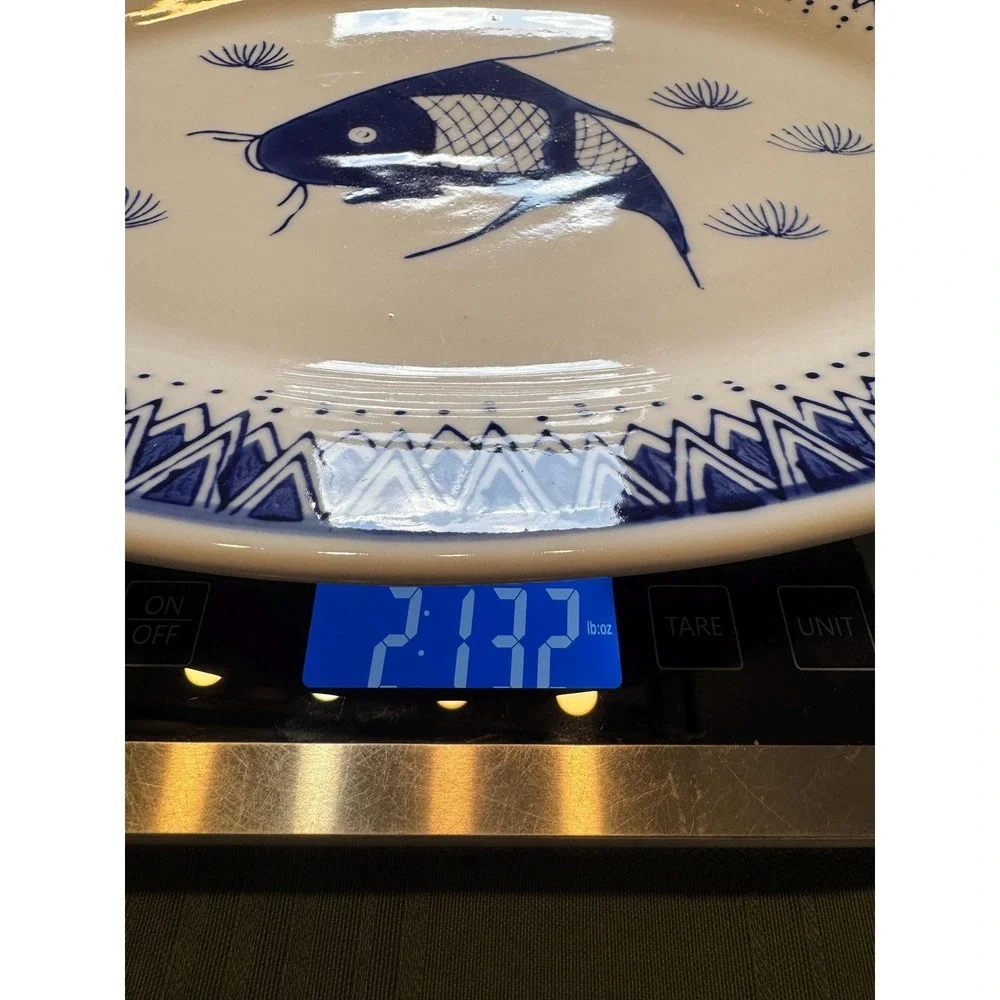 Chinese Oval Koi Serving Platter 14